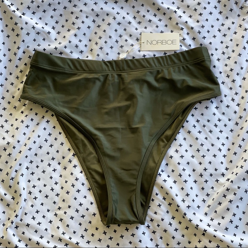 NWT Norboe olive green high waisted bikini bottom